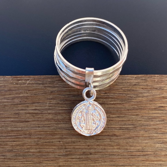 7 Stack Ring 925 Sterling Silver Saint Benedict Anillo Semanario Handmade Mexico - Picture 7 of 11